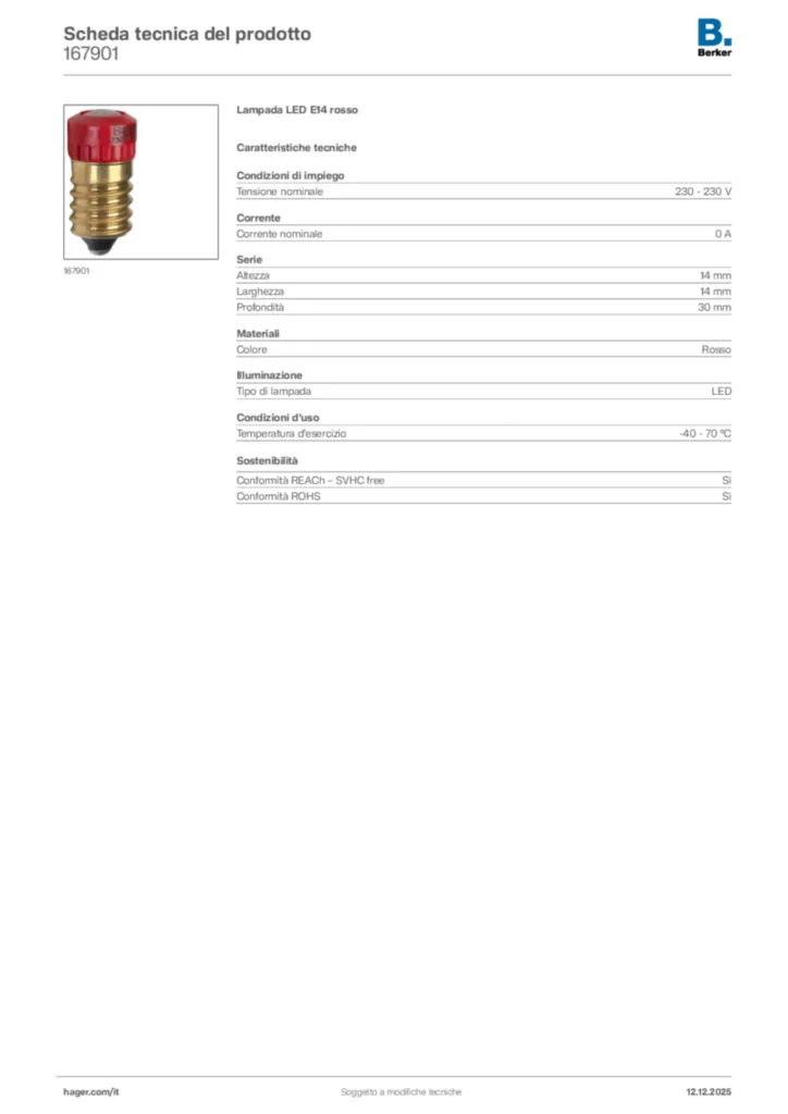 Immagine Berker Scheda tecnica del prodotto 167901 | Hager Italia