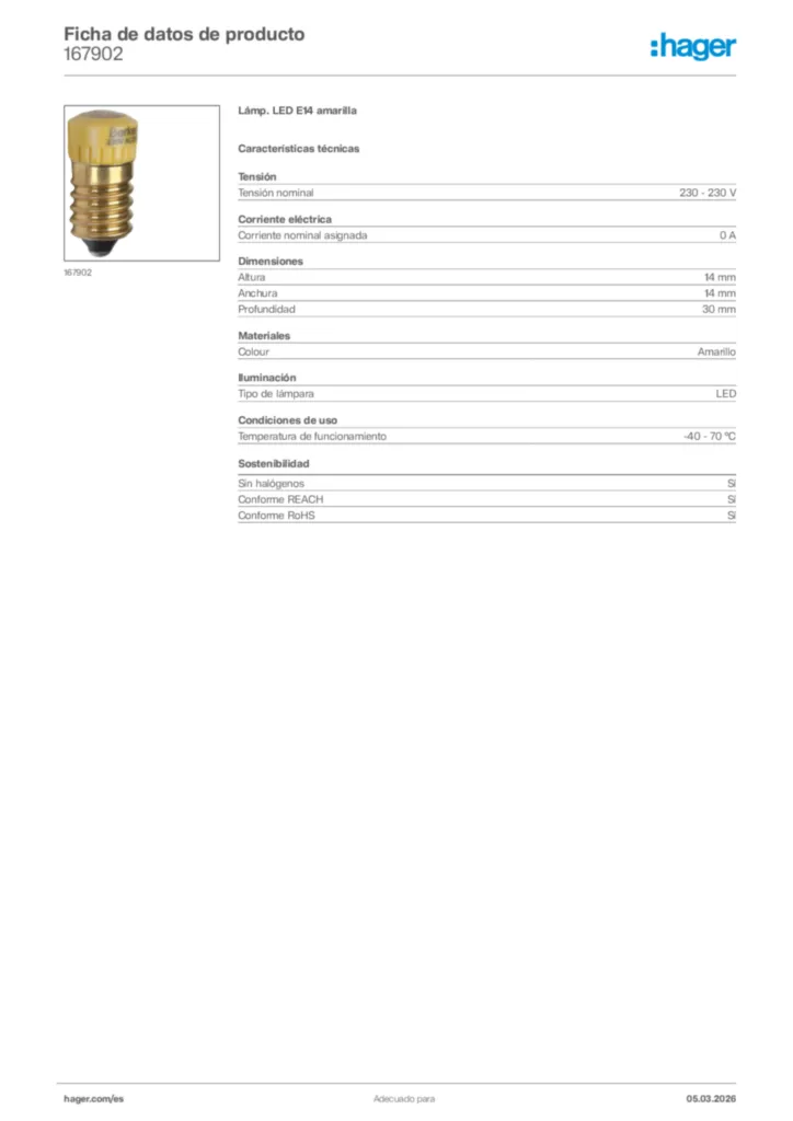 Imagen Hager Ficha de datos de producto 167902 | Hager España