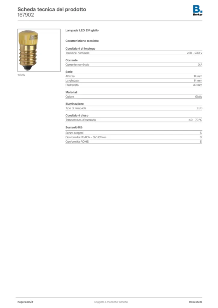 Immagine Berker Scheda tecnica del prodotto 167902 | Hager Italia