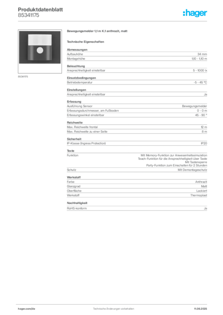 Bild Berker Produktdatenblatt 85341175 | Hager Deutschland