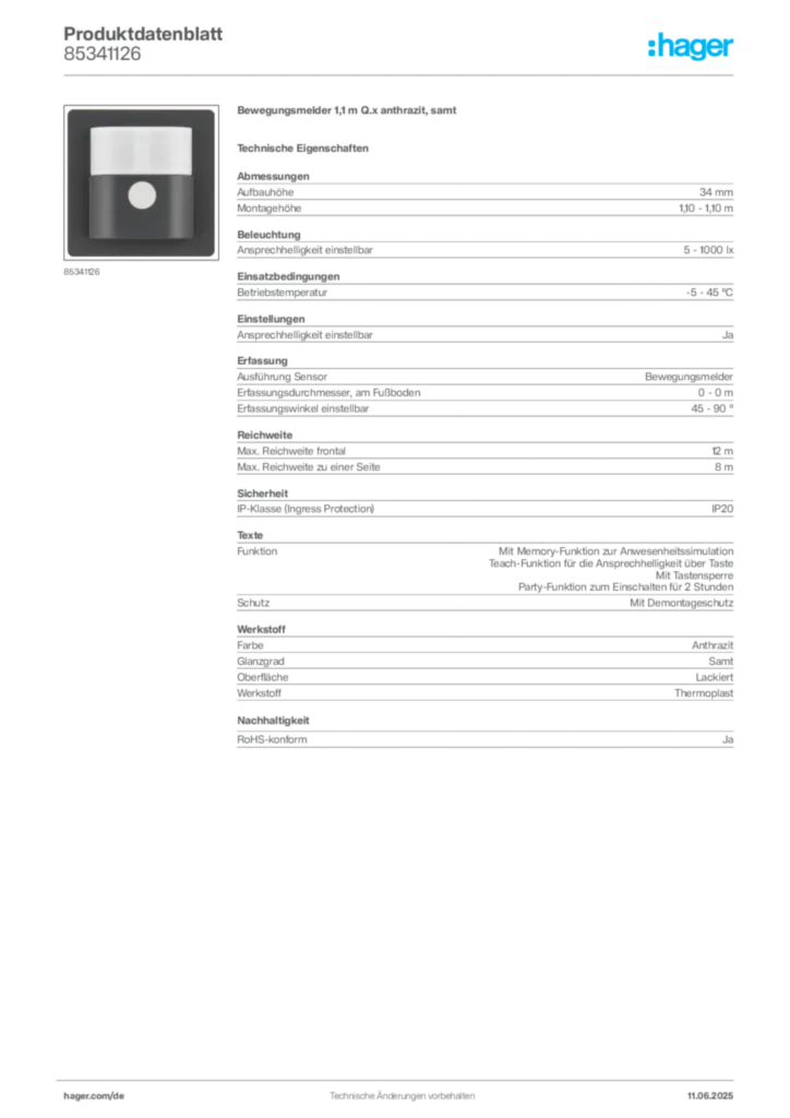 Berker Produktdatenblatt 85341126