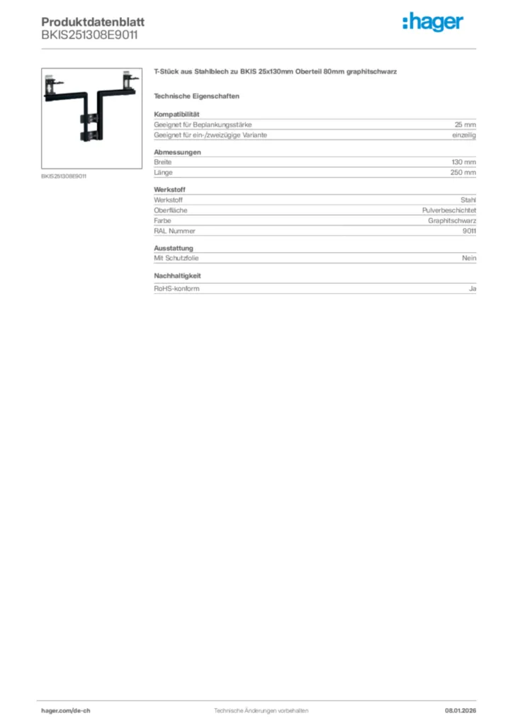 Bild Hager Produktdatenblatt BKIS251308E9011 | Hager Schweiz