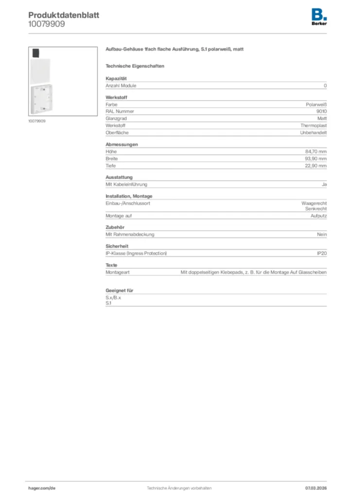 Bild Berker Produktdatenblatt 10079909 | Hager Deutschland