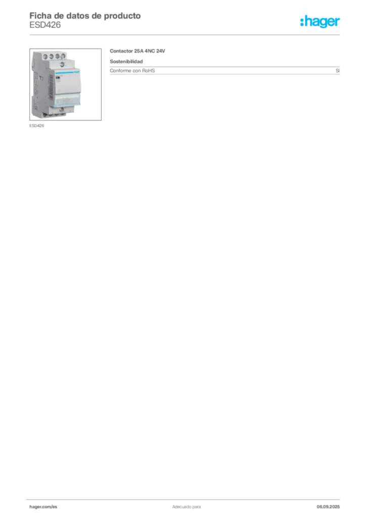 Imagen Hager Ficha de datos de producto ESD426 | Hager España