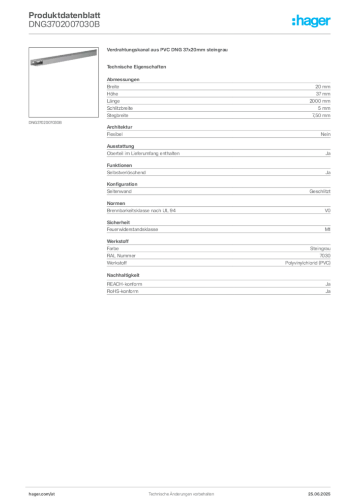 Bild Hager Produktdatenblatt DNG3702007030B | Hager Deutschland