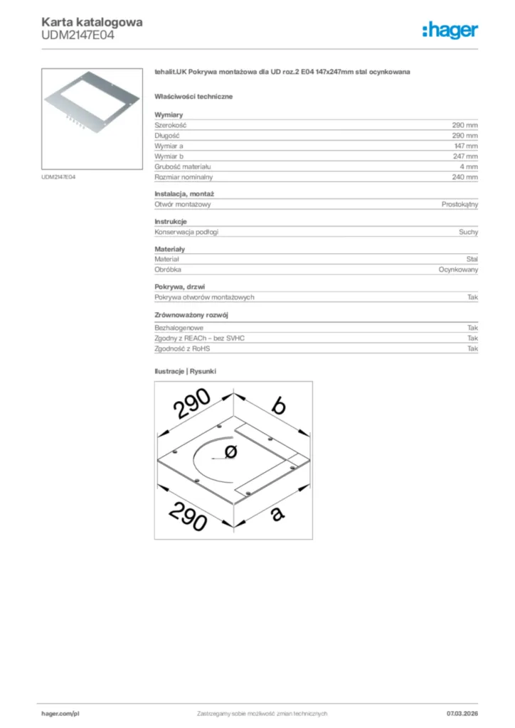 Zdjęcie Hager Karta katalogowa UDM2147E04 | Hager Polska