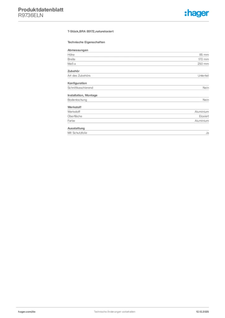 Bild Hager Produktdatenblatt R9736ELN | Hager Deutschland