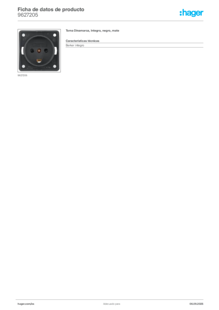 Imagen Hager Ficha de datos de producto 9627205 | Hager España