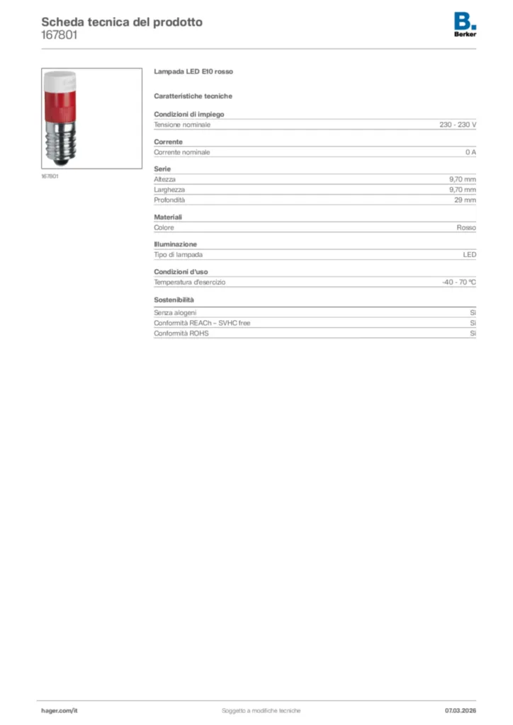 Immagine Berker Scheda tecnica del prodotto 167801 | Hager Italia