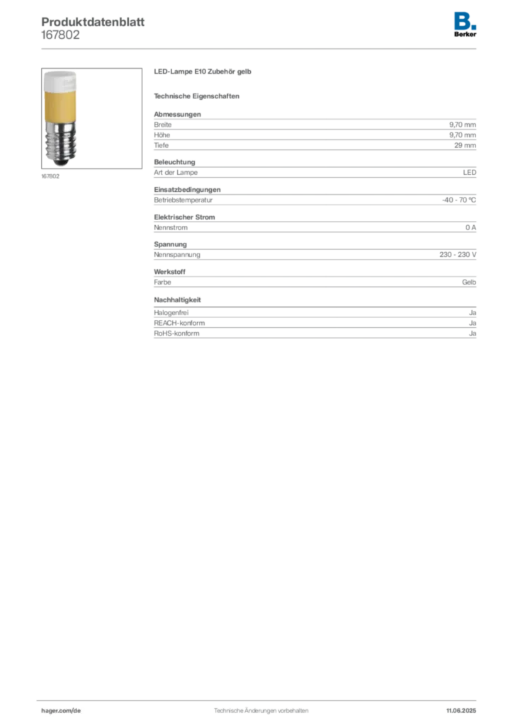 Bild Berker Produktdatenblatt 167802 | Hager Deutschland