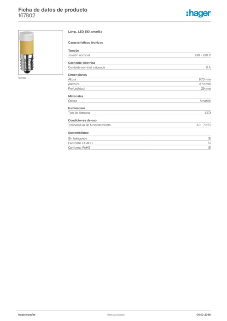 Imagen Hager Ficha de datos de producto 167802 | Hager España