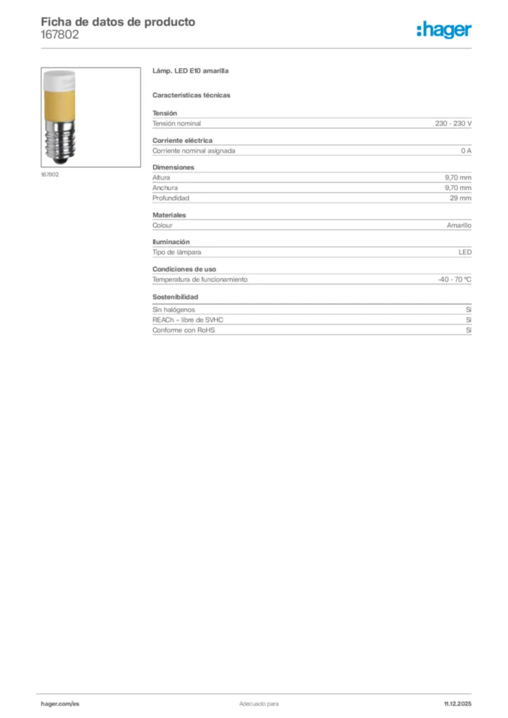 Imagen Hager Ficha de datos de producto 167802 | Hager España