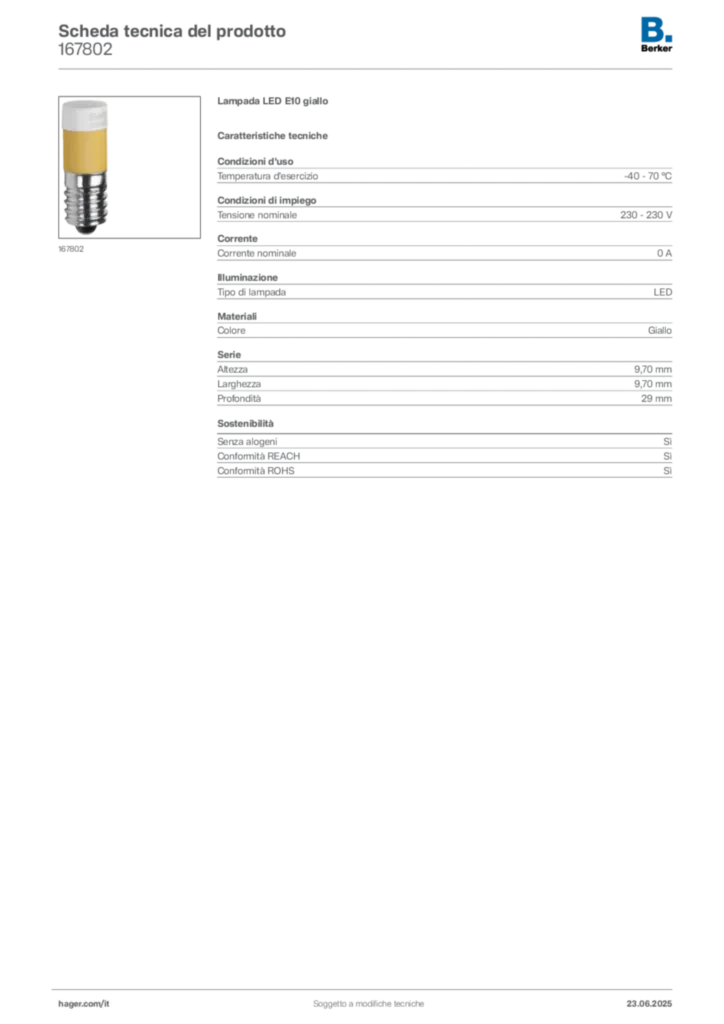Immagine Berker Scheda tecnica del prodotto 167802 | Hager Italia