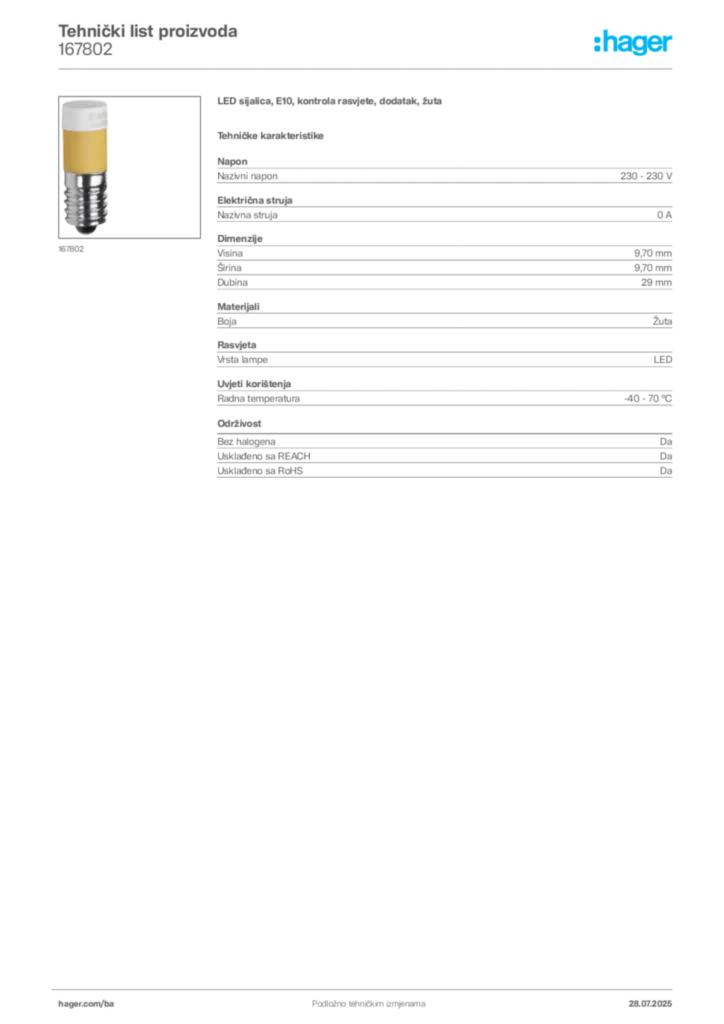 Slika Hager Product data sheet 167802  | Hager