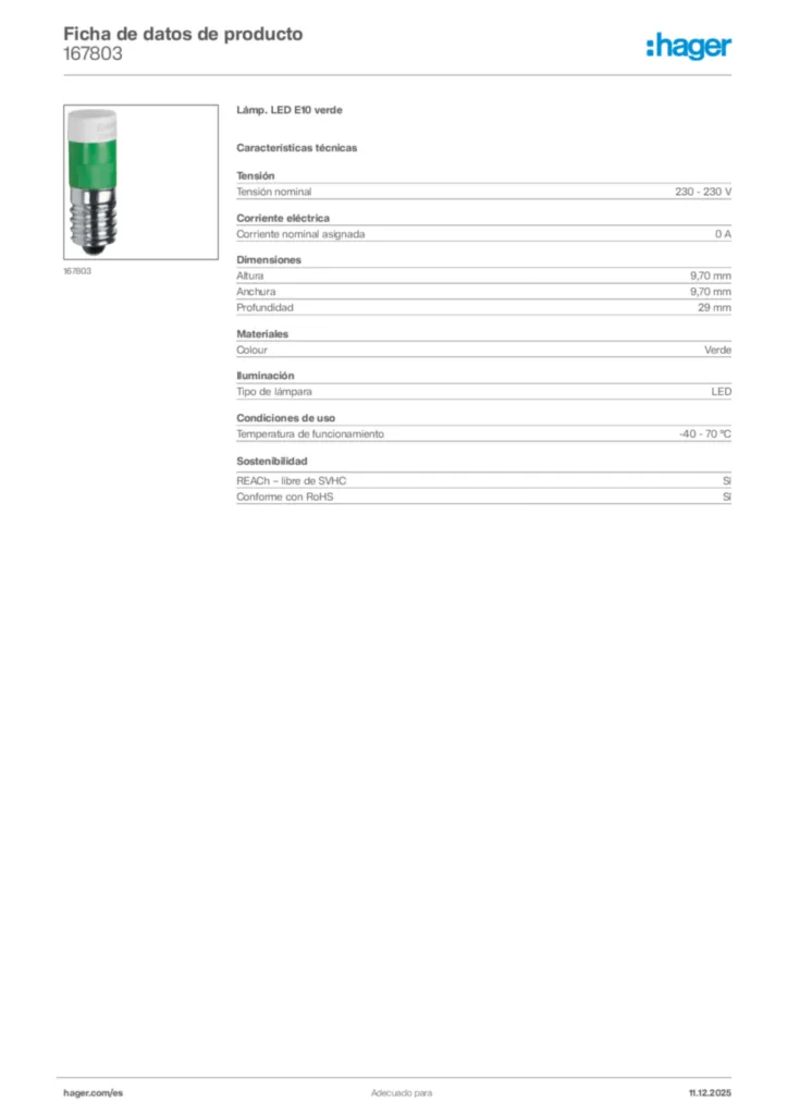 Imagen Hager Ficha de datos de producto 167803 | Hager España