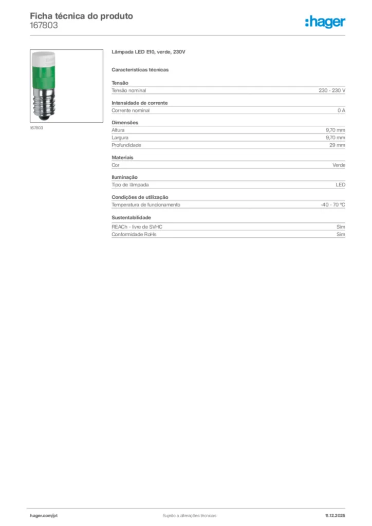 Imagem Hager Ficha técnica do produto 167803 | Hager Portugal