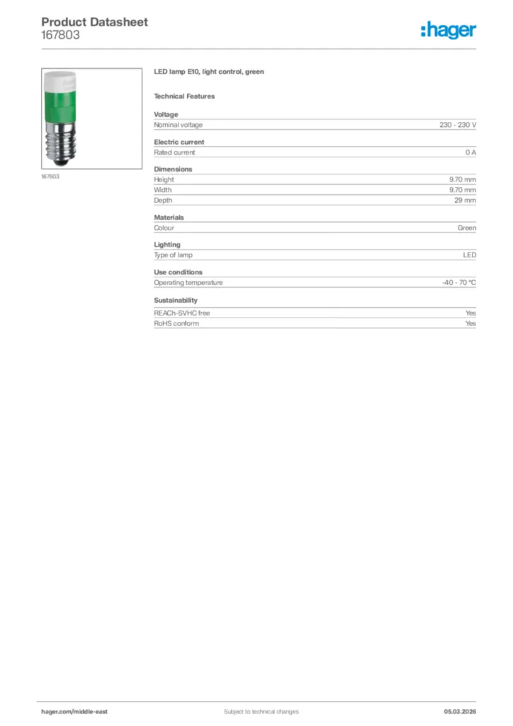 Image Hager Product data sheet 167803  | Hager