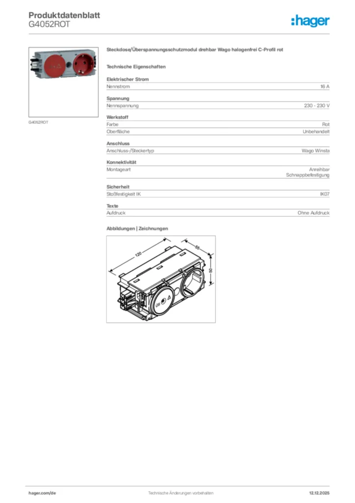 Bild Hager Produktdatenblatt G4052ROT | Hager Deutschland