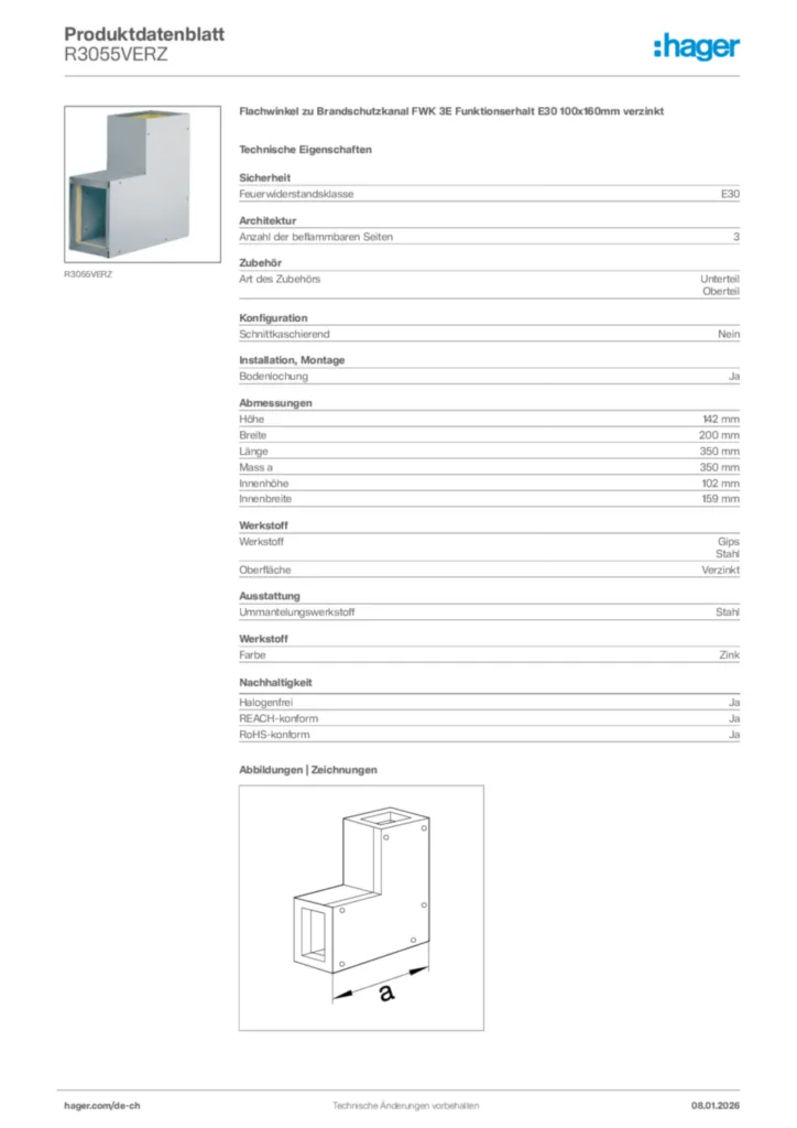 Bild Hager Produktdatenblatt R3055VERZ | Hager Schweiz