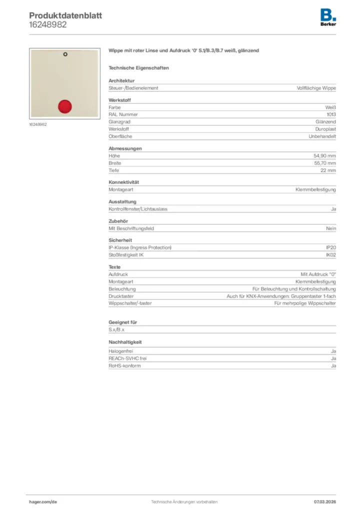 Bild Berker Produktdatenblatt 16248982 | Hager Deutschland