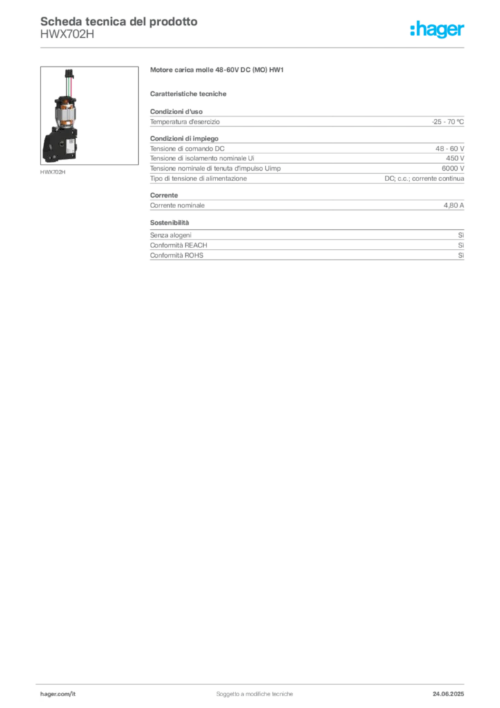 Immagine Hager Scheda tecnica del prodotto HWX702H | Hager Italia