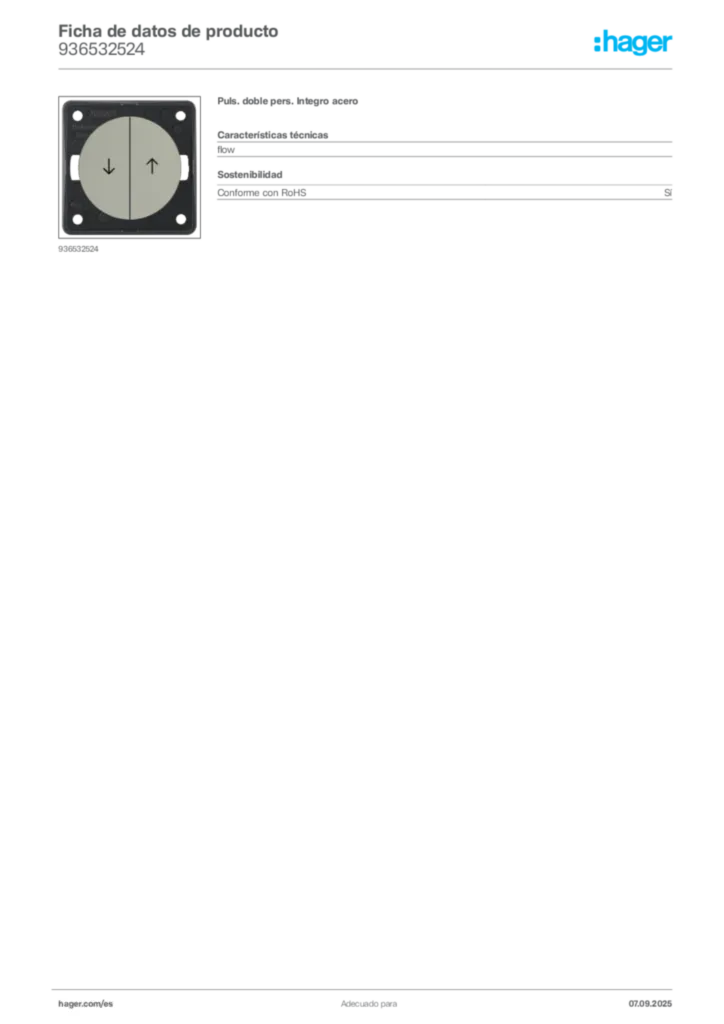 Imagen Hager Ficha de datos de producto 936532524 | Hager España