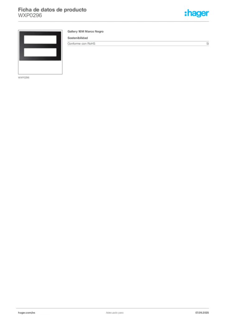 Imagen Hager Ficha de datos de producto WXP0296 | Hager España