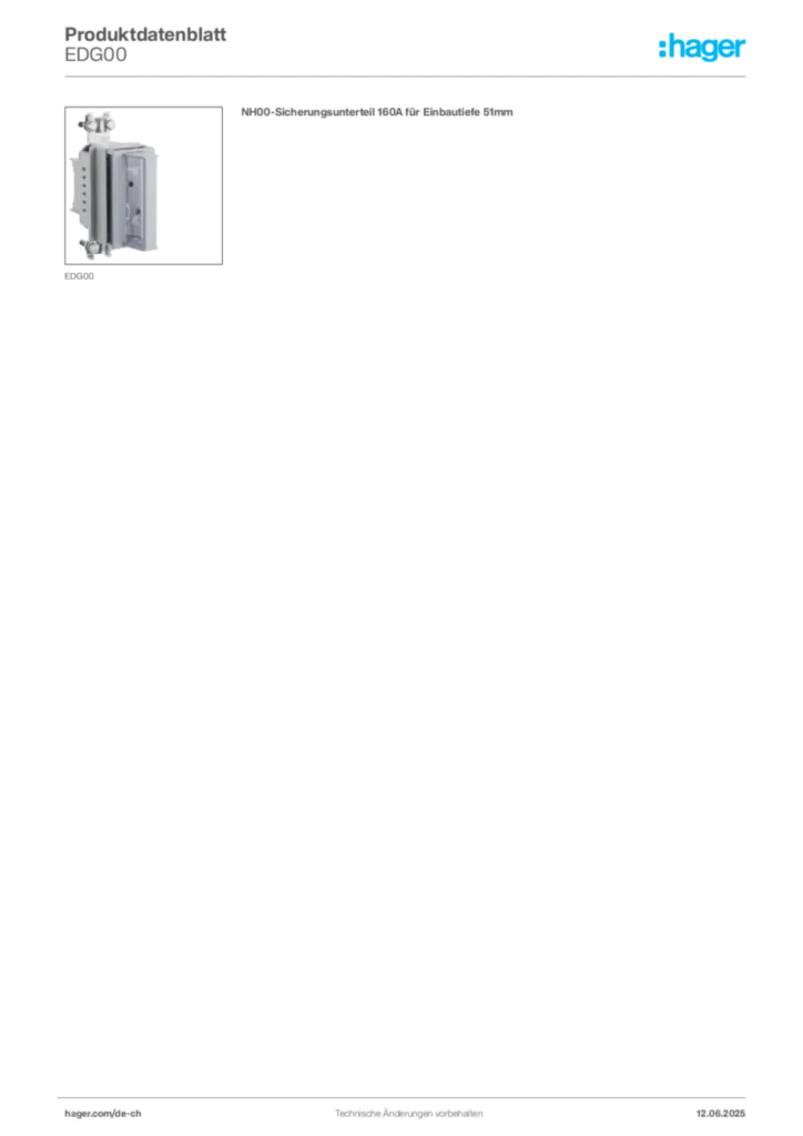 Bild Hager Produktdatenblatt EDG00 | Hager Schweiz