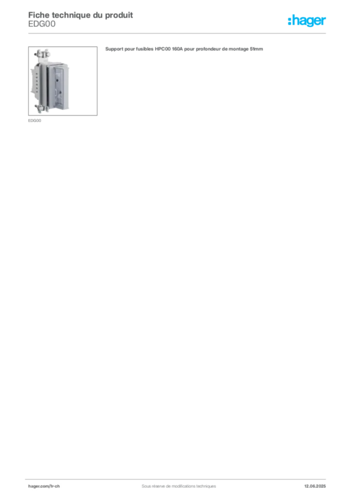 Image Hager Fiche technique du produit EDG00 | Hager Suisse