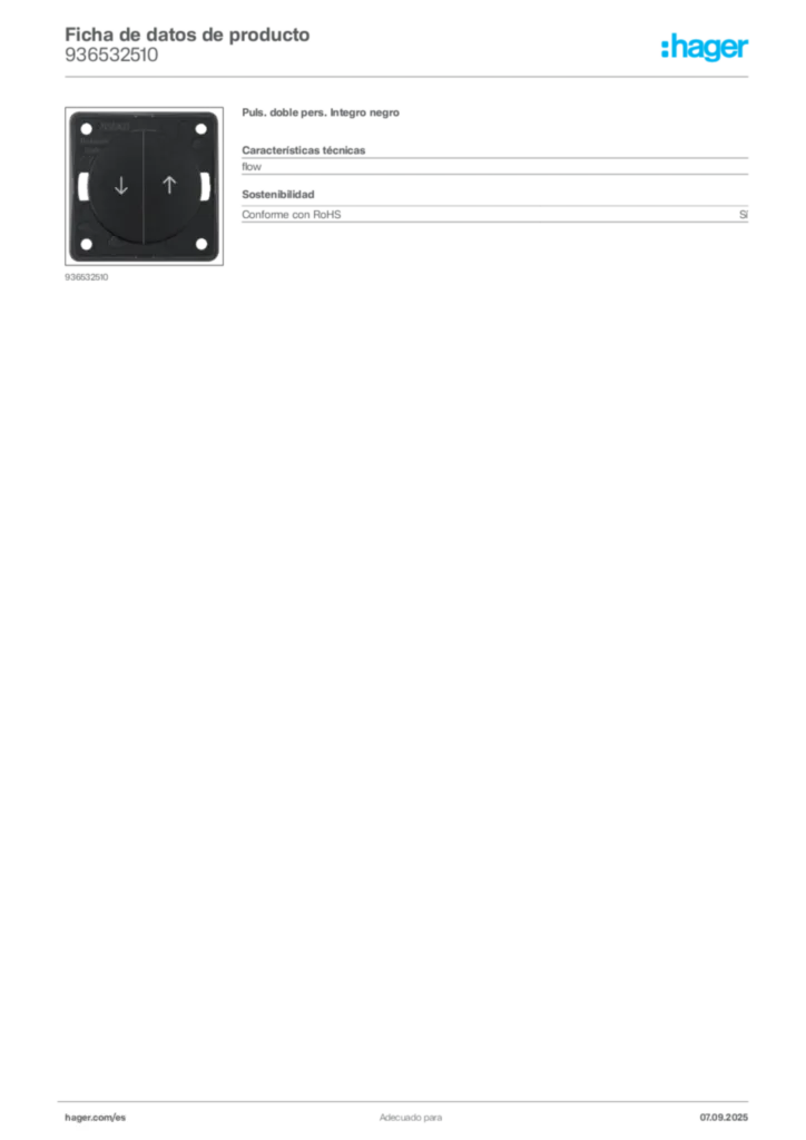 Imagen Hager Ficha de datos de producto 936532510 | Hager España
