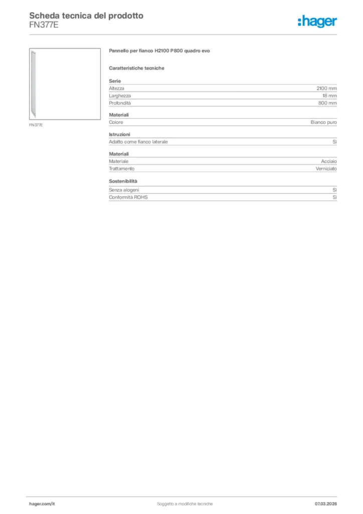 Immagine Hager Scheda tecnica del prodotto FN377E | Hager Italia