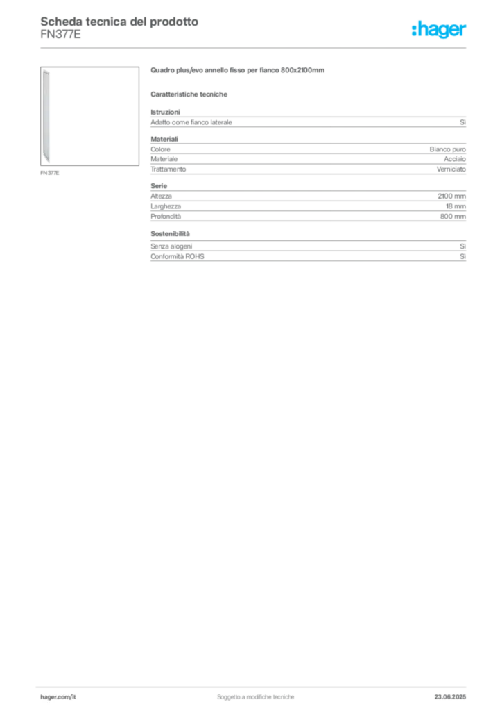 Immagine Hager Scheda tecnica del prodotto FN377E | Hager Italia