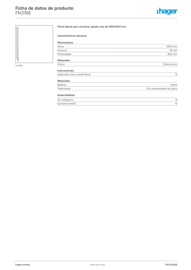 Imagen Hager Ficha de datos de producto FN376E | Hager España