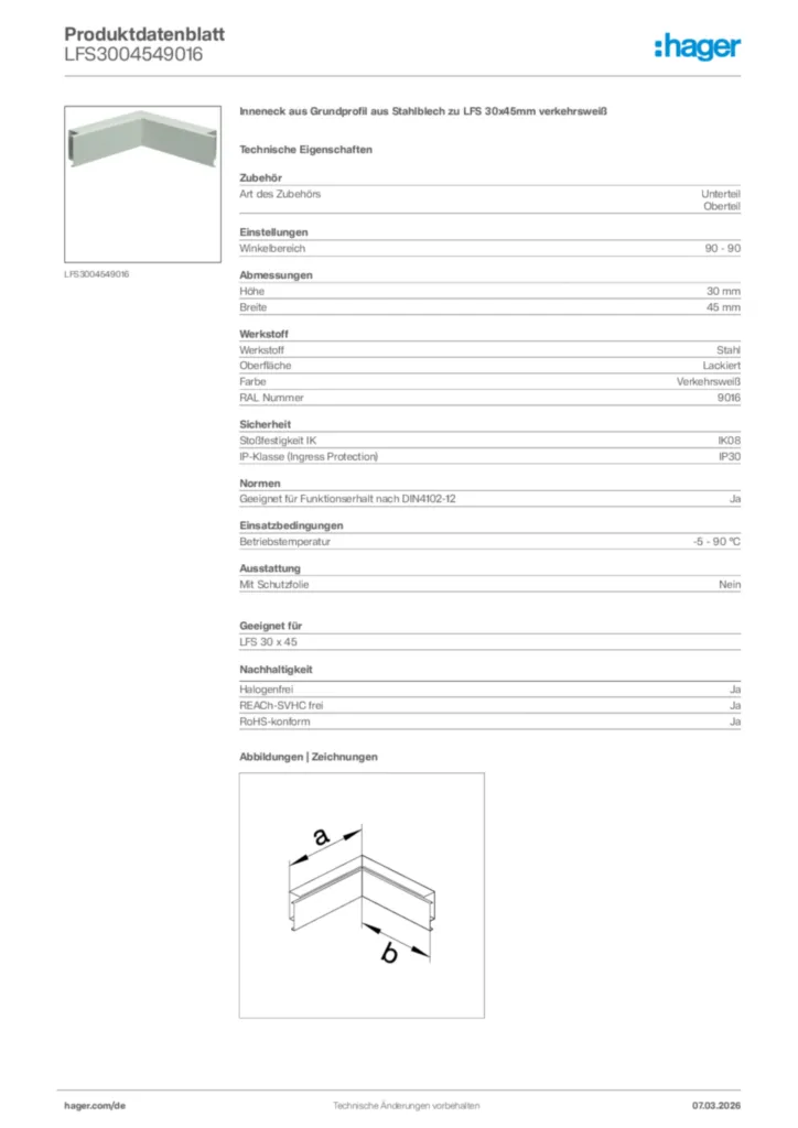 Bild Hager Produktdatenblatt LFS3004549016 | Hager Deutschland