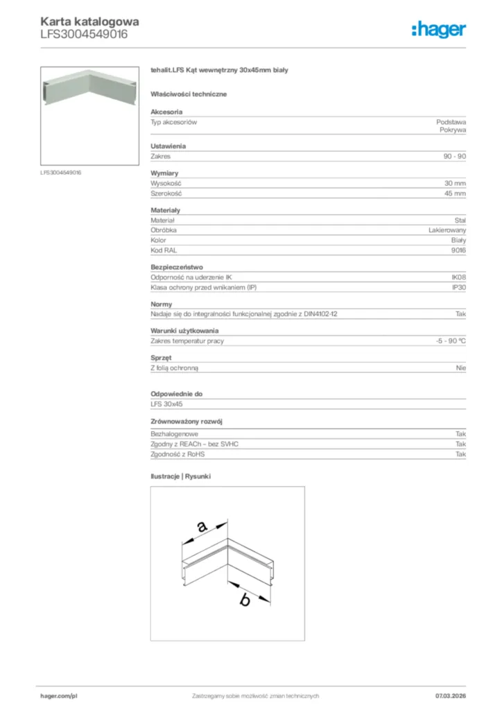 Zdjęcie Hager Karta katalogowa LFS3004549016 | Hager Polska