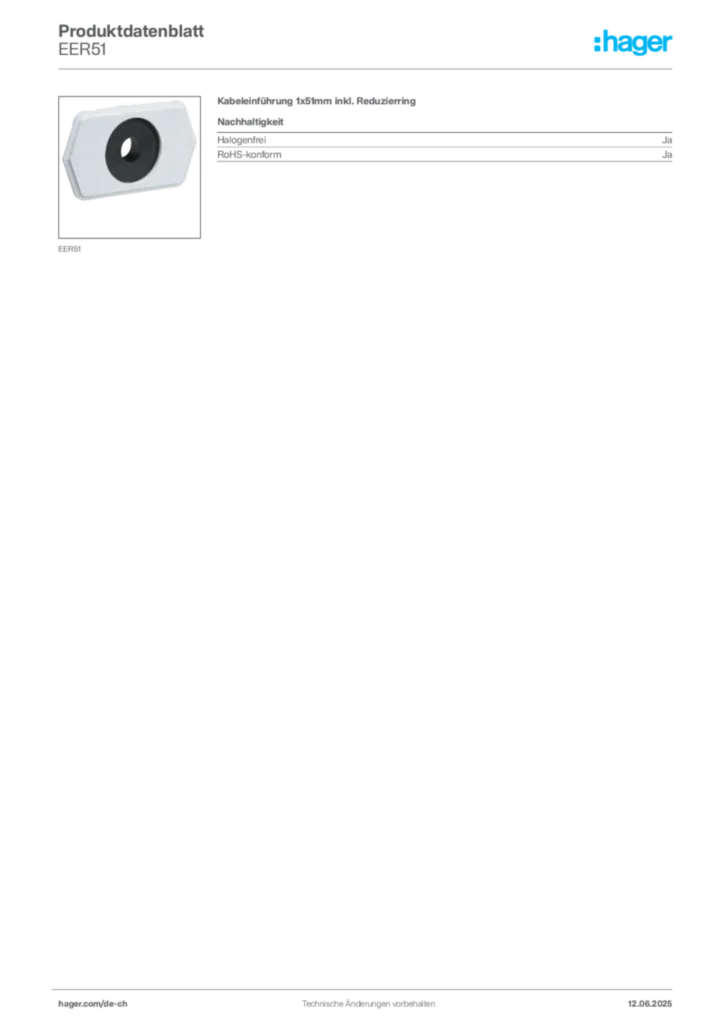 Bild Hager Produktdatenblatt EER51 | Hager Schweiz
