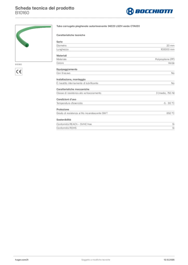Immagine Bocchiotti Scheda tecnica del prodotto B10160 | Hager Italia