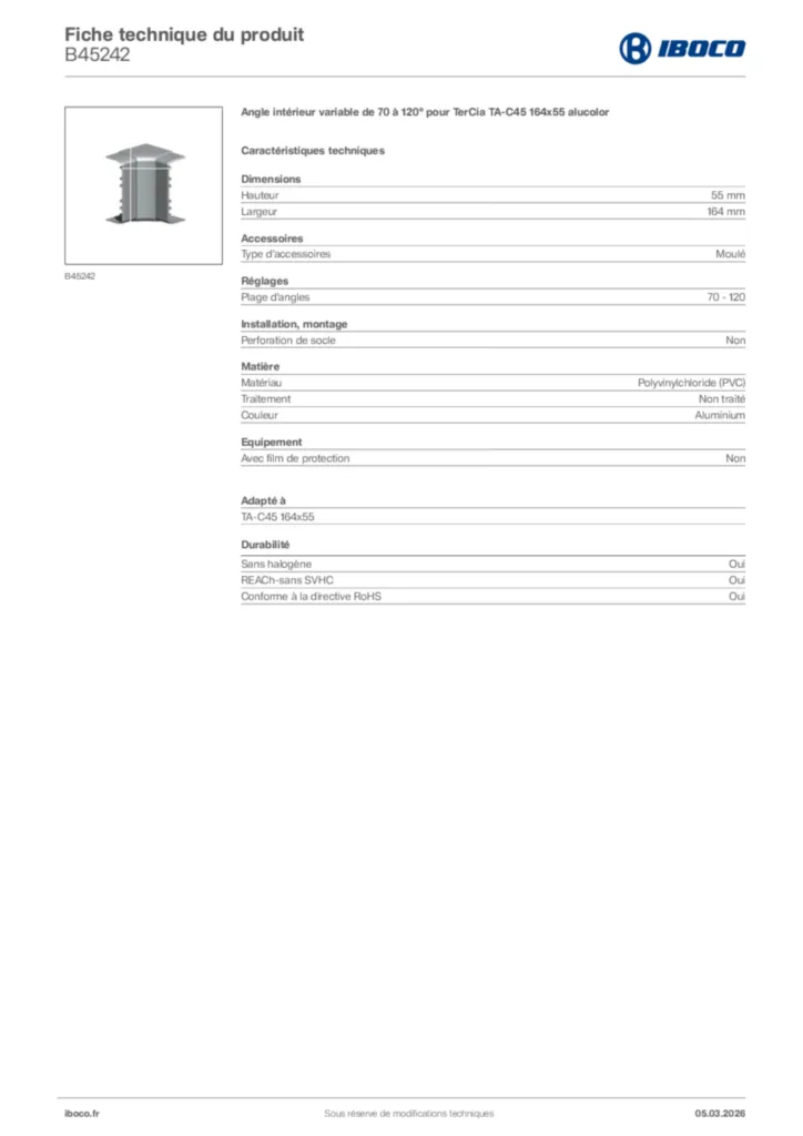 Image Iboco Fiche technique du produit B45242 | Hager France