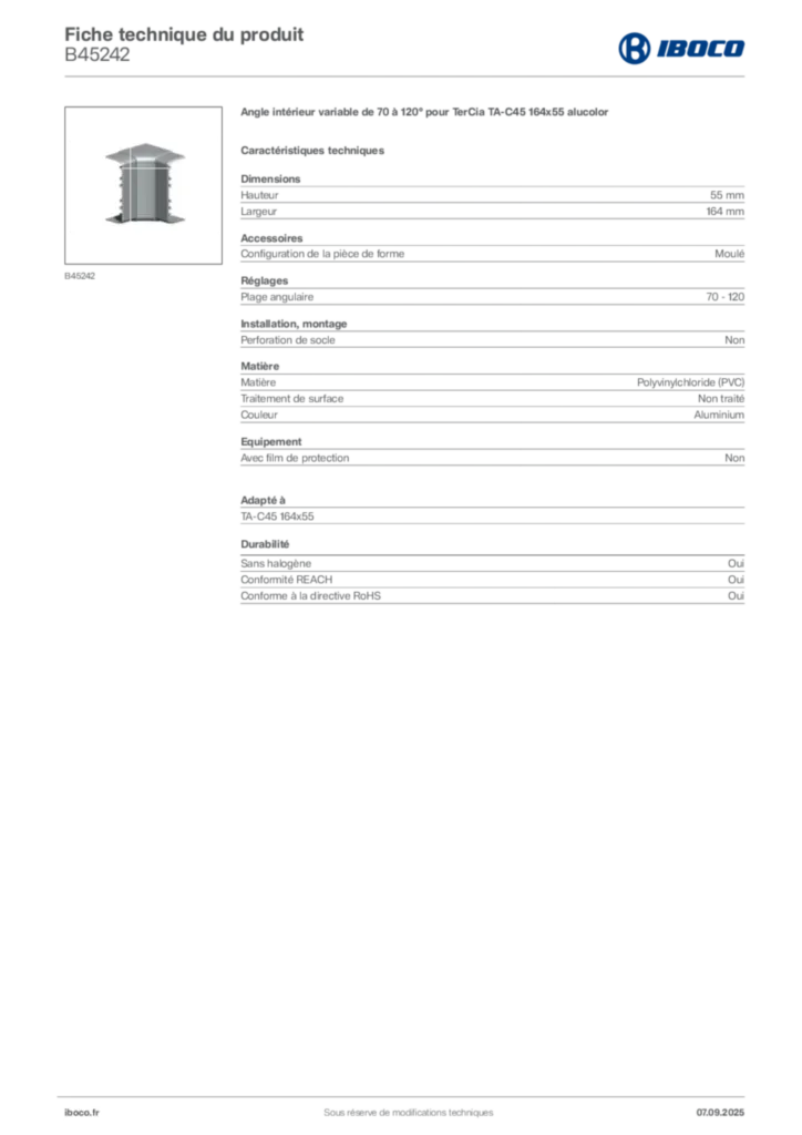 Image Iboco Fiche technique du produit B45242 | Hager France