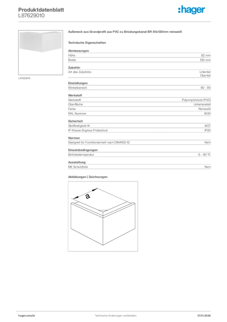 Bild Hager Produktdatenblatt L87629010 | Hager Deutschland