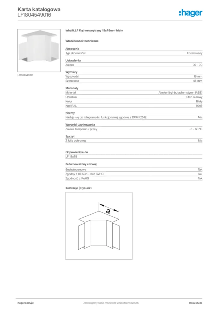 Zdjęcie Hager Karta katalogowa LF1804549016 | Hager Polska