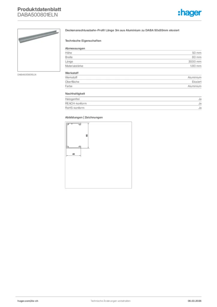 Bild Hager Produktdatenblatt DABA500801ELN | Hager Schweiz