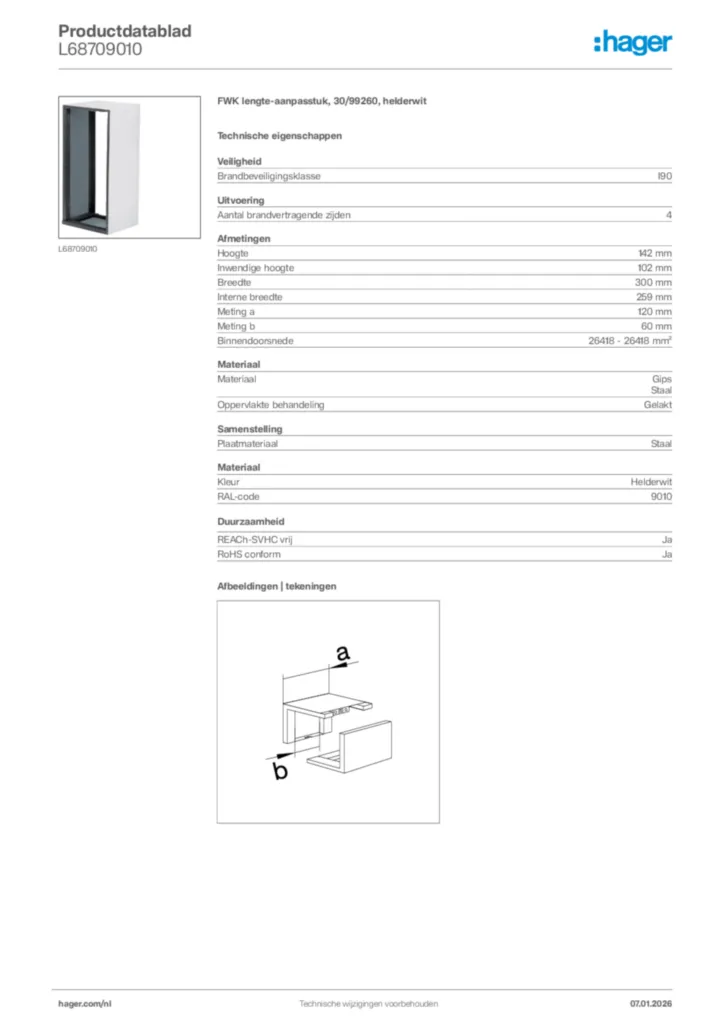 Afbeelding Hager Productdatablad L68709010 | Hager Nederland