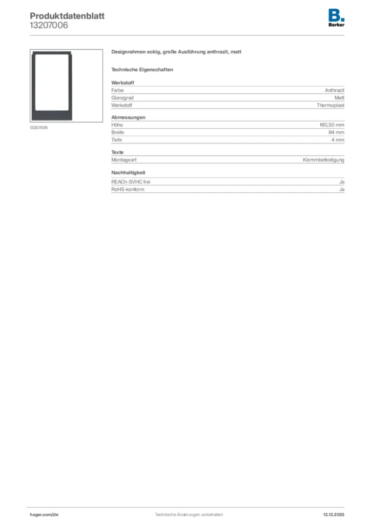 Berker Produktdatenblatt 13207006