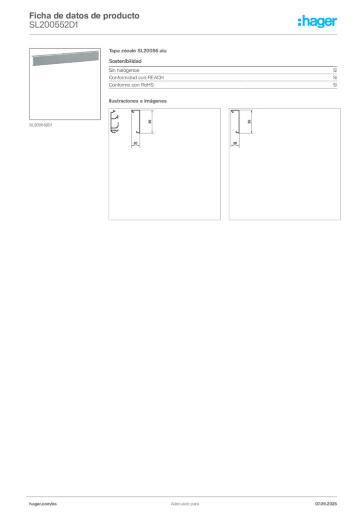 Imagen Hager Ficha de datos de producto SL200552D1 | Hager España
