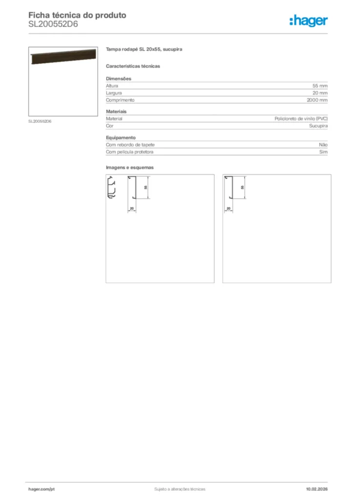 Imagem Hager Ficha técnica do produto SL200552D6 | Hager Portugal