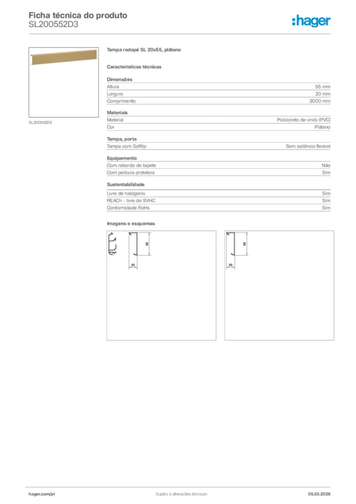 Imagem Hager Ficha técnica do produto SL200552D3 | Hager Portugal