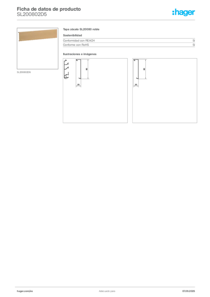 Imagen Hager Ficha de datos de producto SL200802D5 | Hager España
