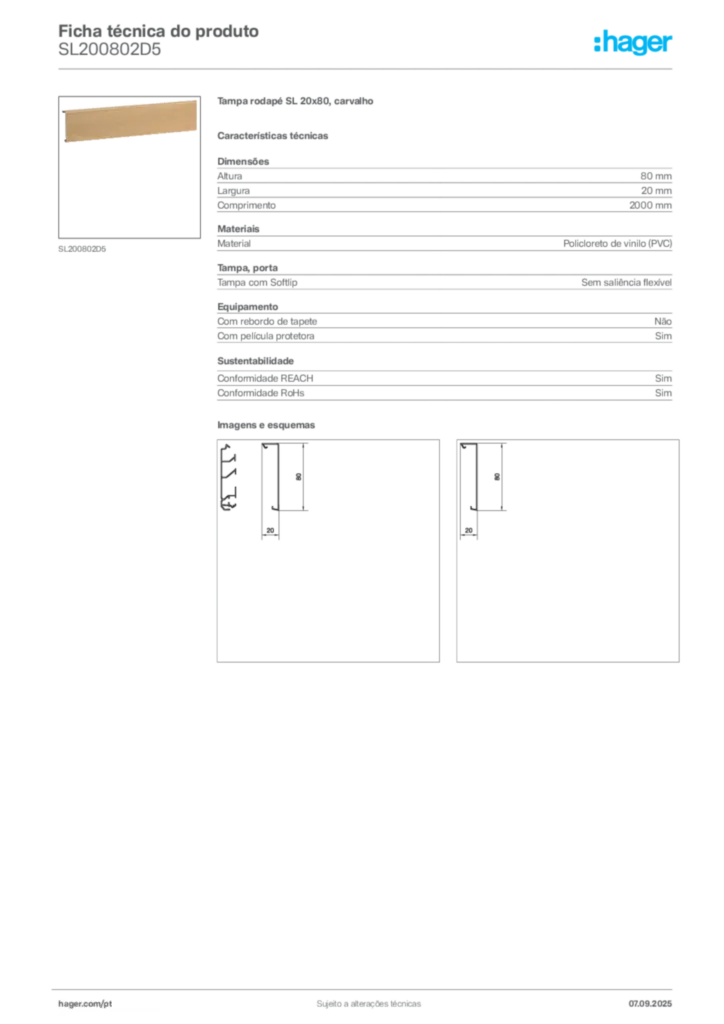Imagem Hager Ficha técnica do produto SL200802D5 | Hager Portugal