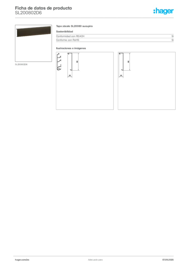 Imagen Hager Ficha de datos de producto SL200802D6 | Hager España